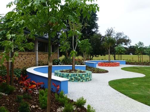 Best Landscape Feature - Commercial - Dig-It Landscapes - Mosaic Inlay Feature, St John Fisher School, Bracken Ridge